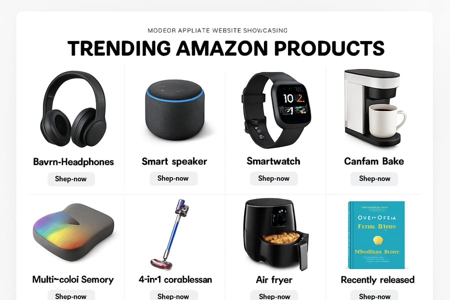 Modern affiliate website showcasing trending Amazon products